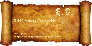 Récsey Dezső névjegykártya