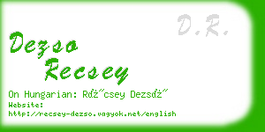dezso recsey business card